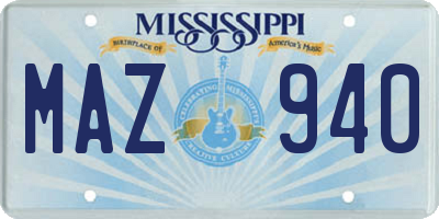 MS license plate MAZ940