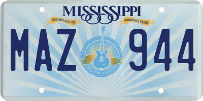 MS license plate MAZ944