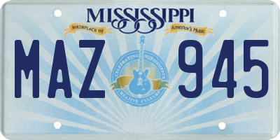 MS license plate MAZ945