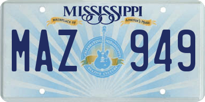 MS license plate MAZ949