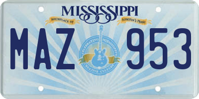 MS license plate MAZ953