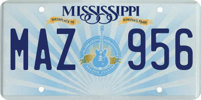 MS license plate MAZ956