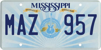 MS license plate MAZ957