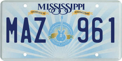 MS license plate MAZ961
