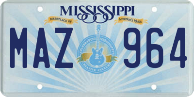 MS license plate MAZ964