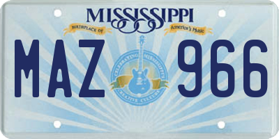 MS license plate MAZ966