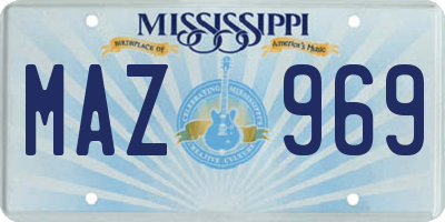 MS license plate MAZ969