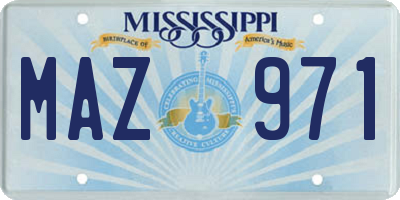 MS license plate MAZ971