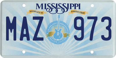 MS license plate MAZ973