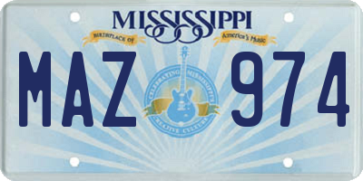 MS license plate MAZ974