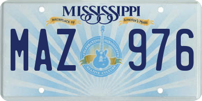 MS license plate MAZ976