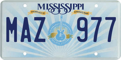 MS license plate MAZ977