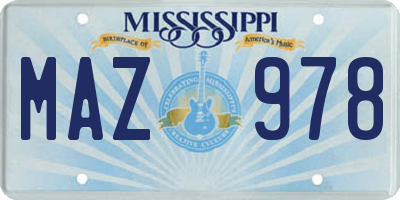 MS license plate MAZ978