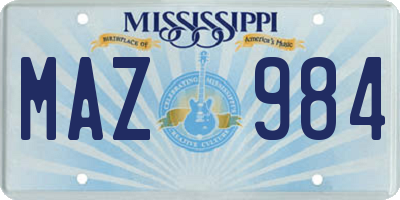 MS license plate MAZ984