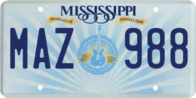 MS license plate MAZ988
