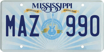 MS license plate MAZ990