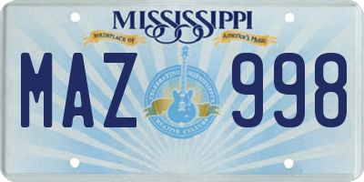 MS license plate MAZ998