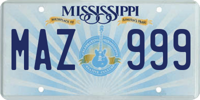 MS license plate MAZ999