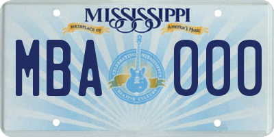 MS license plate MBA000