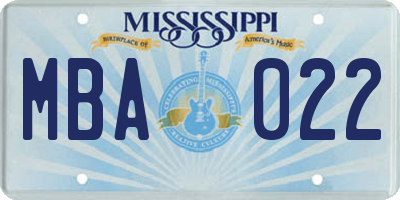 MS license plate MBA022