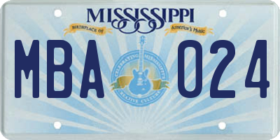 MS license plate MBA024