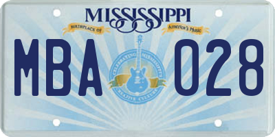 MS license plate MBA028