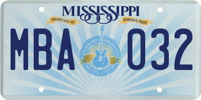 MS license plate MBA032