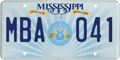 MS license plate MBA041