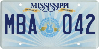 MS license plate MBA042