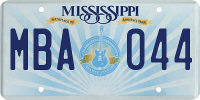 MS license plate MBA044