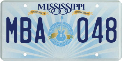 MS license plate MBA048