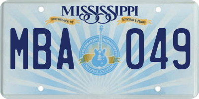 MS license plate MBA049