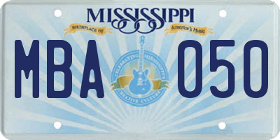 MS license plate MBA050