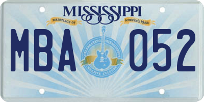 MS license plate MBA052