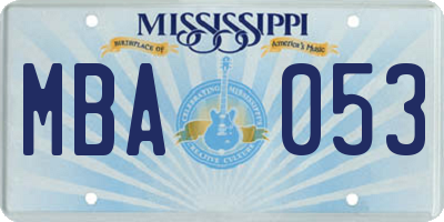 MS license plate MBA053