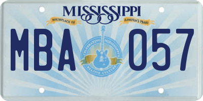 MS license plate MBA057