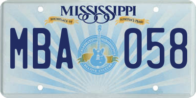 MS license plate MBA058