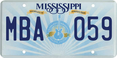 MS license plate MBA059