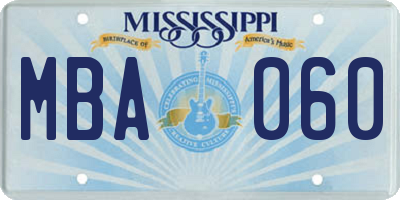 MS license plate MBA060
