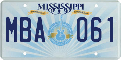MS license plate MBA061