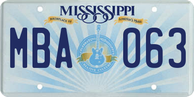 MS license plate MBA063