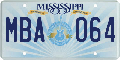 MS license plate MBA064