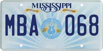 MS license plate MBA068
