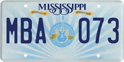 MS license plate MBA073