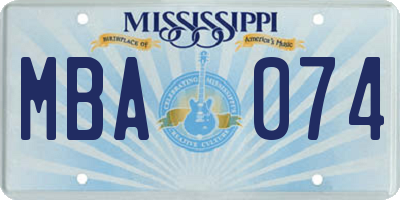 MS license plate MBA074