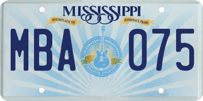 MS license plate MBA075