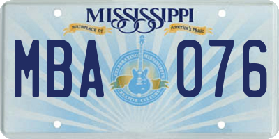 MS license plate MBA076