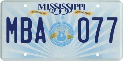 MS license plate MBA077
