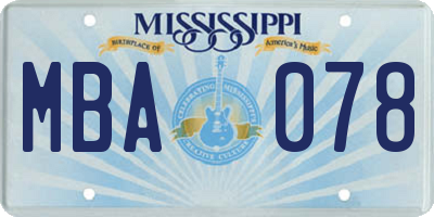 MS license plate MBA078