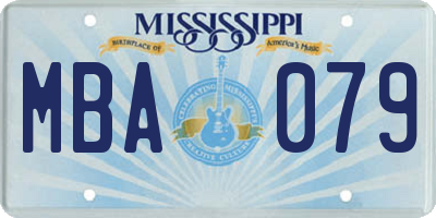 MS license plate MBA079